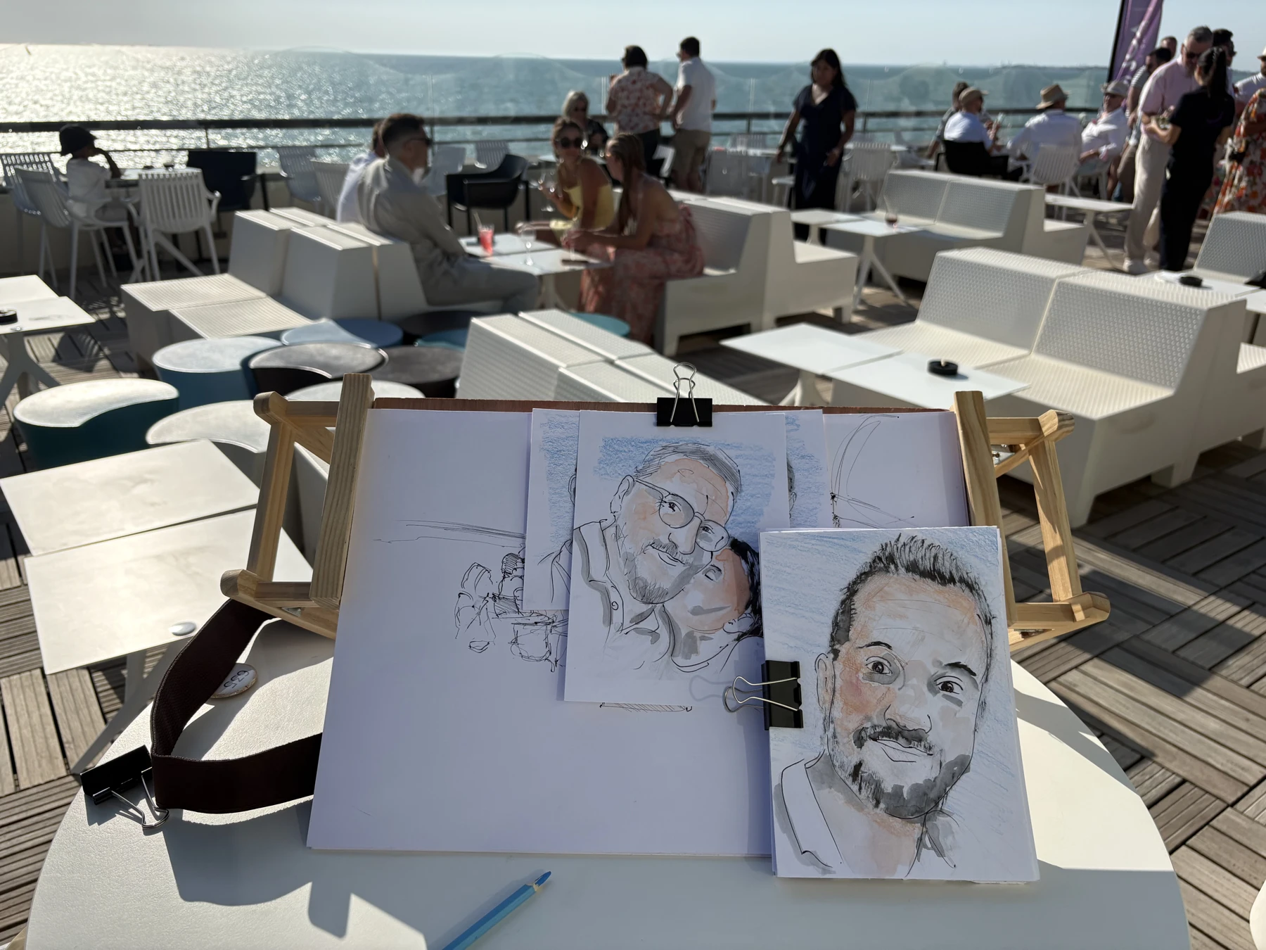 Portraits drawn on location by the sea