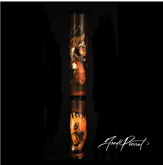 A horse painted on a pen
